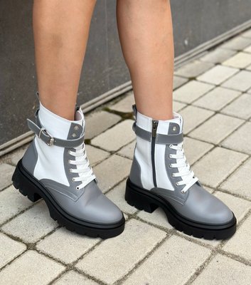 Шкіряні Сірі з білим Жіночі черевики Emeli 1717-05 76867525421 фото - брендові жіночі кросівки розпродаж