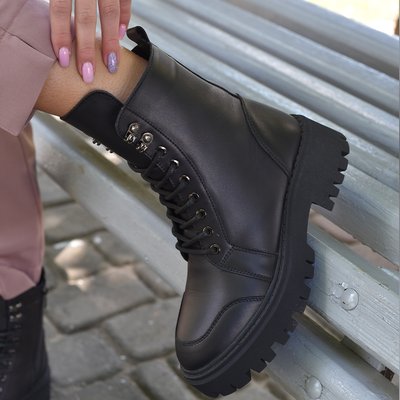 Черные кожаные женские ботинки  на меху Emeli 260-7 22211110246 фото - кроссовки женские распродажа