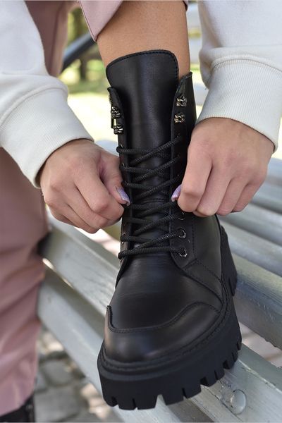 Чорні шкіряні жіночі черевики на Хутрі  Emeli 260-7 22211110246 фото - брендові жіночі кросівки розпродаж