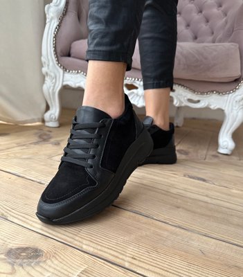 черные кожаные женские кроссовки Emeli 0123-1 20911102446 фото - кроссовки женские распродажа