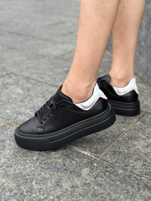 Чорні шкіряні жіночі кеди Emeli 121-3 4236568562 фото - брендові жіночі кросівки розпродаж