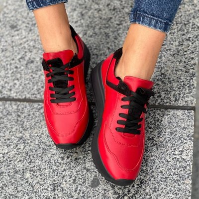 Кожаные красные женские кроссовки Emeli 701-14 62119746 фото - кроссовки женские распродажа