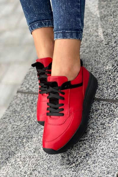Шкіряні червоні жіночі кросівки Emeli 701-14 62119746 фото - брендові жіночі кросівки розпродаж