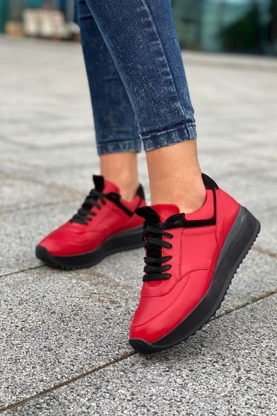 Шкіряні червоні жіночі кросівки Emeli 701-14 62119746 фото - брендові жіночі кросівки розпродаж