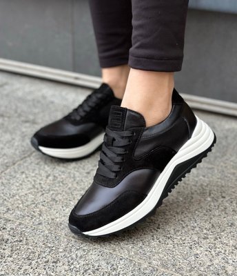 Кожаные Черные женские кроссовки Emeli 771-3 3653417 фото - кроссовки женские распродажа