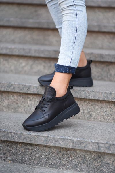 Шкіряні чорні жіночі кросівки Emeli 047/1 1751182046 фото - брендові жіночі кросівки розпродаж