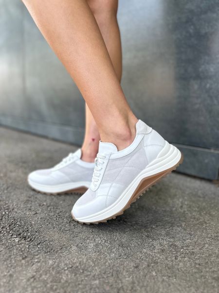 Шкіряні білі Кросівки із вставкою білої замшею Emeli 233-013 7412341415 фото - брендові жіночі кросівки розпродаж