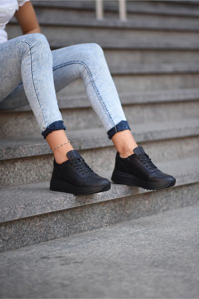Шкіряні чорні жіночі кросівки Emeli 915-7 741117246 фото - брендові жіночі кросівки розпродаж