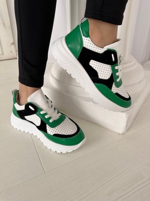Шкіряні зелені жіночі кросівки Emeli 055-155 26727357352 фото - брендові жіночі кросівки розпродаж