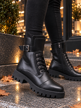 Жіночі Чорні Шкіряні Черевики На Хутрі Emeli Rebel Edge 1 285-1 фото - брендові жіночі кросівки розпродаж
