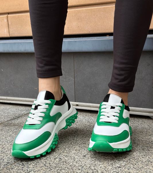 Шкіряні жіночі кросівки біло-зелено чорні 2024 Emeli 771-1 2345875 фото - брендові жіночі кросівки розпродаж