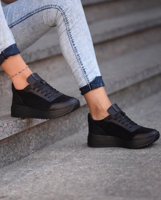 Шкіряні чорні жіночі кросівки Emeli 915/1 1561170646 фото - брендові жіночі кросівки розпродаж