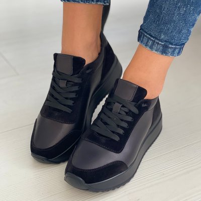 Кожаные черные женские кроссовки Emeli 915-2 661112146 фото - кроссовки женские распродажа