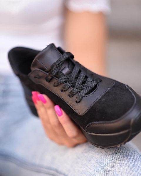 Шкіряні чорні жіночі кросівки Emeli 915/1 1561170646 фото - брендові жіночі кросівки розпродаж
