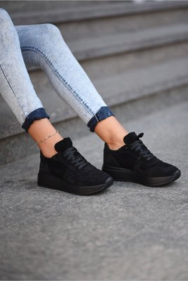 Замшеві чорні жіночі кросівки Emeli 821-1 761118446 фото - брендові жіночі кросівки розпродаж