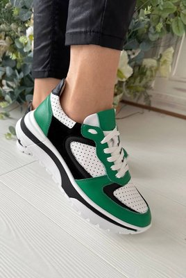 зелені шкіряні перфоровані жіночі кросівки Emeli 3501-001 25011127046 фото - брендові жіночі кросівки розпродаж