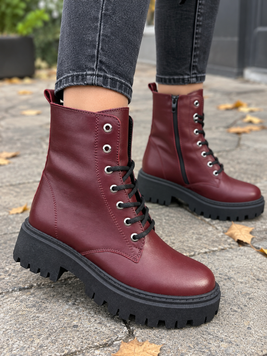 Emeli Burgundy Luxe Женские Бордовые Кожаные Ботинки 2002-17 фото - кроссовки женские распродажа