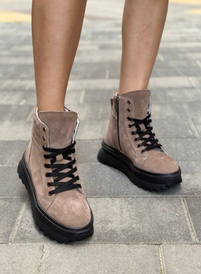 Коричневые замшевые ботинки на Меху Emeli 1501-05 4356151352 фото - кроссовки женские распродажа
