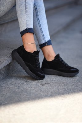 замшеві чорні жіночі кросівки Emeli 503-1 811159246 фото - брендові жіночі кросівки розпродаж
