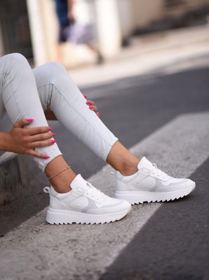 Белые кожаные женские кроссовки Emeli 055/5 1791184446 фото - кроссовки женские распродажа