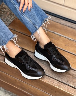 Кожаные черные женские кроссовки Emeli 171-1 1431162846 фото - кроссовки женские распродажа