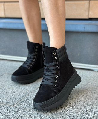 Замшеві чорні черевики на Хутрі Emeli 1801-8 31253245252 фото - брендові жіночі кросівки розпродаж