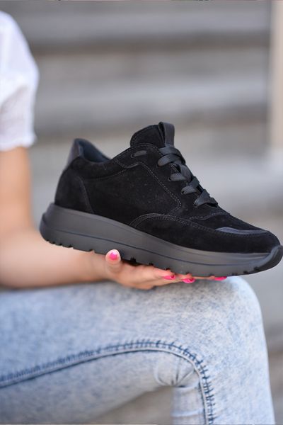 замшеві чорні жіночі кросівки Emeli 503-1 811159246 фото - брендові жіночі кросівки розпродаж